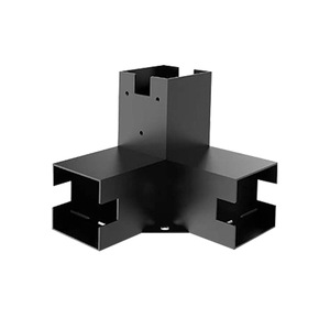 Connecteur en fer en forme de L pour structure de pergola, noir, thermolaqué, résistant aux intempéries, accessoire de fixation pour structure d'ombrage - Product Image 1