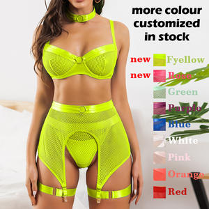 Intimo Donna Sexy Trasparente Reggiseno in Pizzo Lingerie Erotica Perizoma da Donna Set con Reggicalze Costumi Esotici - Product Image 3