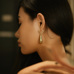 Pendientes Colgantes de Moda, Chapados en Oro PVD, Acero Inoxidable 316L, Diseño de Lágrima Resistente y Sostenible - Product Image 3