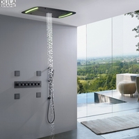 Système de douche thermostatique à LED, avec Jet à main, effet pluie, cascade, Massage à haute pression, noir mat