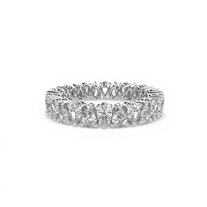 Anillo de Boda de Eternidad Completa con Diamantes Cultivados en Laboratorio de Corte Ovalado en Oro Blanco de 14K, Engaste Clásico de Puntas Compartidas, 2.80 CTW, para Mujer - Product Image 1