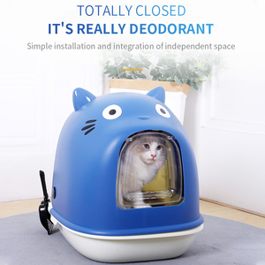 Kleiner Katzenklo-Boxen aus Kunststoff mit Klappdeckel, vollständig geschlossen, spritzwassergeschützt, rund, mit einfacher Reinigungsfunktion - Product Image 3