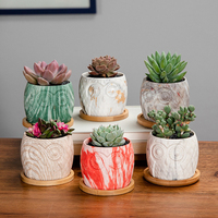Hibou à motif de marbre scandinave et nordique, Pot de fleurs succulente en céramique, modèle Miniature, pour décor