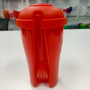 Nueva taza de plástico creativa personalizada para <span class=keywords><strong>desayuno</strong></span>, ensalada de frutas con tapa de tenedor, <span class=keywords><strong>tazas</strong></span> de té y platillos - Product Image 2