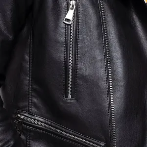 OEM-chaqueta de motociclista de cuero de imitación para hombre, chaqueta personalizada con cuello a medida, con bolsillo interior en el pecho