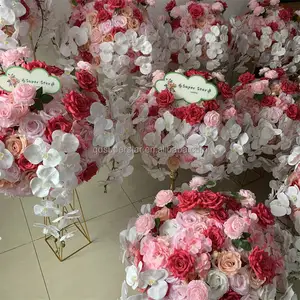 L-497 Customize White Orchid Flower Ball Large Rose Pink Flower Ball Centerpiece For Wedding Table Decoration
