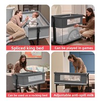 Lit de Bébé Portable en Métal Pliable et Attachable, Grand Lit Compact Style Européen, Berceau à Bascule pour Nourrisson, Table à Langer