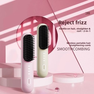 Peigne lissant sans fil transfrontalier à revêtement céramique avec ions négatifs, double usage pour boucler et lisser - Product Image 3