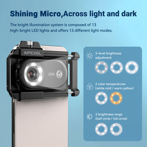 Apexel Microscope à bijoux pour plantes insectes Rechargeable amélioré Microscope universel à Led de poche mobile 200X pour Android <span class=keywords><strong>iPhone</strong></span> 17 - Product Image 2