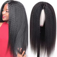 Perruque complète en dentelle Kinky Straight en cheveux humains, Perruque sans colle 13x4 HD Lace Frontal Light Yaki, Perruque Lace Front Yaki Straight