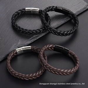 स्टेनलेस स्टील चुंबकीय बकल थोक फैशन आकर्षण ब्रेसलेट यूरोपीय अमेरिकी चमड़े की रस्सी - Product Image 4