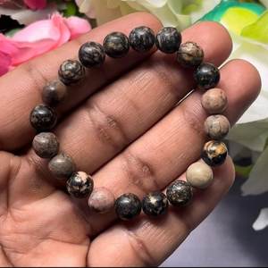 Best Quality Rhodonite <b>Bracelet</b>: Round <b>Gemstone</b> Beads, Stretch <b>Bracelet</b> Unisex Classic Style Certified Anniversary Gift - Product Image 2