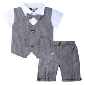 Venta al por Mayor en Línea, Precio de Fábrica, Conjunto de Ropa para Bebé Niño con Lazo y Manga Corta, Trajes de Verano para Caballero, de China - Product Image 5