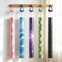 Sac tube en PVC transparent personnalisé avec logo et poignée, sac cylindrique de rangement pour tapis de mahjong, tube d'emballage en PVC à bordure multicolore pour tapis de jeu