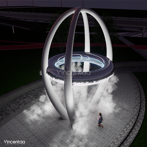 Escultura de Metal Vincentaa, anillo de niebla de agua personalizado, instalación artística, escultura grande utilizada para la plaza del parque al aire libre - Product Image 4