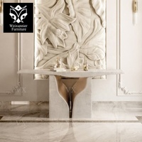 Table console moderne de style italien de luxe finition miroir fournie en usine en métal or blanc pour Villa salon hall d'entrée