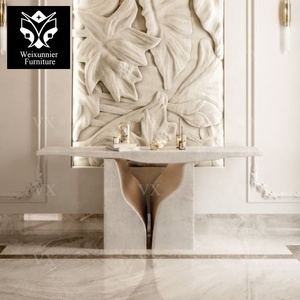 Table <span class=keywords><strong>console</strong></span> moderne de style italien de luxe finition miroir fournie <span class=keywords><strong>en</strong></span> usine <span class=keywords><strong>en</strong></span> métal or <span class=keywords><strong>blanc</strong></span> pour Villa salon hall d'entrée - Product Image 5