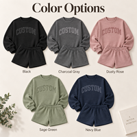 Ensemble de détente 2 pièces personnalisé pour femme, col rond, sweat-shirt oversize et short, tenue douce pour le quotidien et la maison