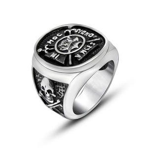 Punk Style Anchor Captain Skull <b>Titanium</b> Steel <b>Ring</b> Men's Fashion Jewelry Gift SA791 - Product Image 2
