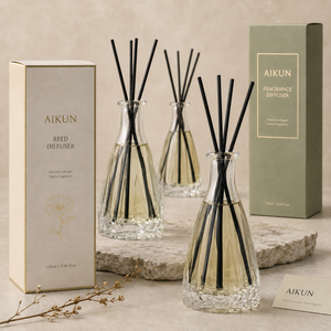 AIKUN Wholesale Factory Custom Transparent Glass Reed Diffuser Aroma Reusable Fragrance <b>Set</b> for Home Wholesale - Product Image 2