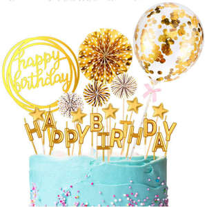 Set Personalizzato per Decorazione <span class=keywords><strong>Torta</strong></span> in Oro Rosa con Fiori di Carta, Palloncini, Inserti per Biglietti e Topper per Candela in Acrilico 'Buon Compleanno' - Product Image 6