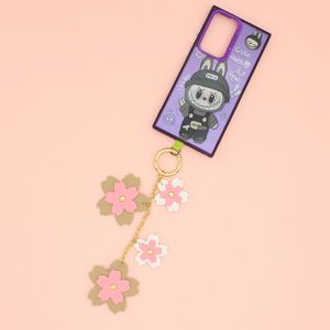 Stylish Pu Leather Flower Bag Charm <b>Custom</b> New Style Cherry Blossom <b>Keychain</b> for Gifts - Product Image 4
