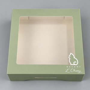 Boîte à gâteau carrée en carton personnalisée avec fenêtre transparente, emballage de boulangerie écologique - Product Image 2