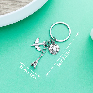 Travel Global Airplane <b>Keychain</b> Zinc Alloy Round Fashion Trend Jewelry Accessories For Creative DIY <b>Personal</b> Gift - Product Image 3