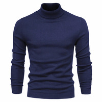 Pulls en maille épais et chauds à col roulé pour homme, design tendance, couleur unie, coupe oversize, vente en gros