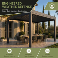 Pergola bioclimatique en aluminium à toit ouvrant, étanche, télécommandée, pour villa, jardin et terrasse extérieure