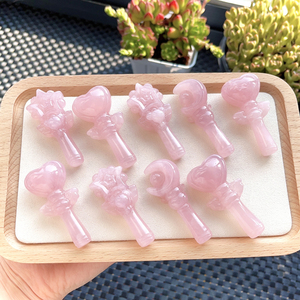 <span class=keywords><strong>Baguette</strong></span> <span class=keywords><strong>magique</strong></span> personnalisée en cristal de quartz rose pierres de guérison en forme de lune cristaux naturels de haute qualité pour cadeau - Product Image 1
