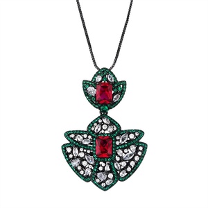 Fashion Eco-friendly Copper 6*8mm Red Zircon Imperial Black Gold Plated Court Style Temperament Ethnic Jewelry Sets for Women - Product Image 2