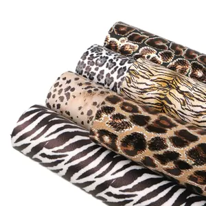 6 Cái/bộ In Động Vật Leopard Khuôn Mẫu Giả Faux Leather Vải 90483