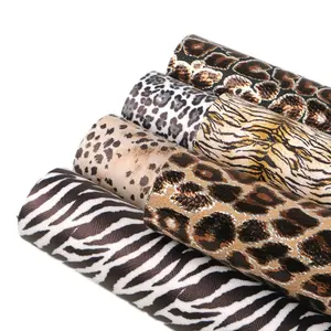 6ピース/セットAnimal Print Leopard Patterned Imitation Faux Leather Fabric 90483