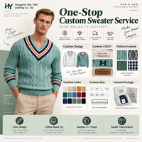 Pull en laine mohair vert menthe personnalisé pour homme, col en V, bordure rayée, manches longues, style preppy décontracté