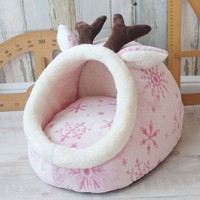 Lit pour animaux de compagnie en forme de maison de luxe pour chat et chien, doux, confortable, amovible, lavable, emballé en boîte/carton, toutes saisons