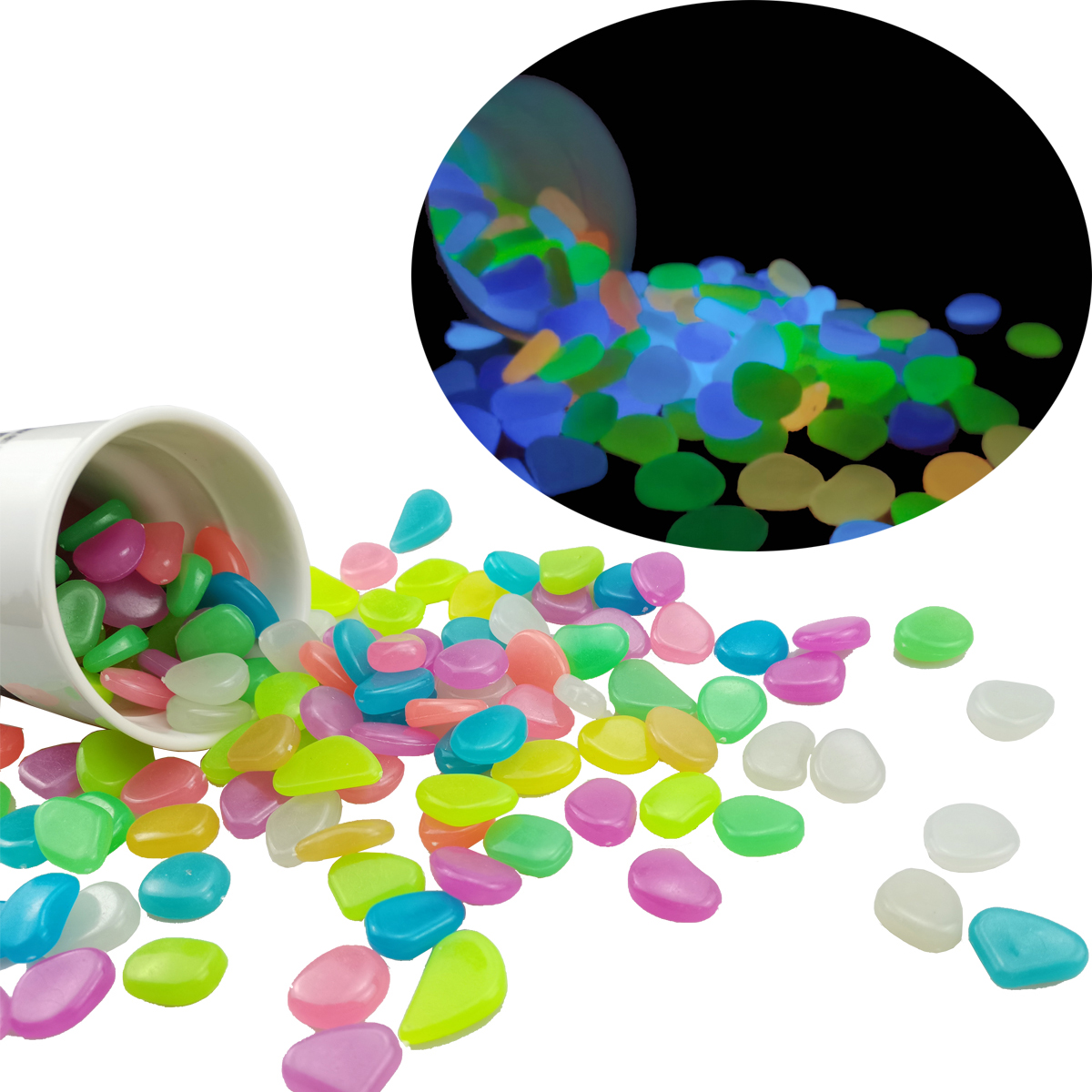 Светящиеся камни для камней, для садового мощения, светящиеся Ландшафтные гальки, флуоресцентные аквариумные рыболовные чаши, камень для аквариума