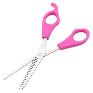 Ciseaux de coiffure, ciseaux à effiler, manche rose, en acier inoxydable, pour la coupe de cheveux et la coupe des franges, usage domestique et beauté - Product Image 1