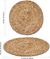 Napperons en jonc de mer tressés à la main, naturels, 10 et 12 pouces, style rustique et campagnard