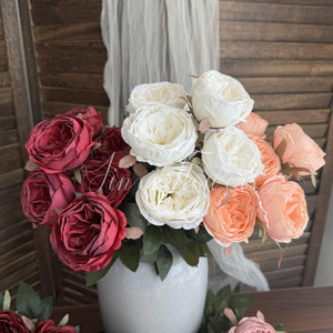 Ramo de Rosas Artificiales Jinxi, Flores de Seda para Decoración de Bodas y Hogar, 7 Piezas, Estilo Rosa Austin, Arreglo Reutilizable - Product Image 3