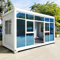 Maison conteneur démontable à consolidation rapide, station de recharge personnalisée avec mur-rideau en verre, bureau modulaire