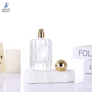 Elegante Botella de Perfume de Vidrio Redonda a Rayas de 30ml/100ml, con Cabeza Dosificadora y Tapa, Apta para Cosméticos y Perfumes - Product Image 2