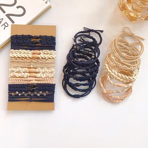 Mode bohême <span class=keywords><strong>cheveux</strong></span> cravates ensemble haute élastique porte-queue de cheval <span class=keywords><strong>pour</strong></span> les filles épais Long bandeau Fine bouclés élastique corde Bracelets - Product Image 5
