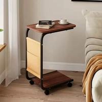 Table d'appoint mobile multifonctionnelle en bois Petite table carrée simple Table d'appoint pour canapé Salon Rangement ménager