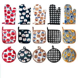 Gants de <span class=keywords><strong>cuisine</strong></span> Offre Spéciale coton et lin, ensemble de tapis résistants à la <span class=keywords><strong>chaleur</strong></span>, gants de micro-ondes - Product Image 2