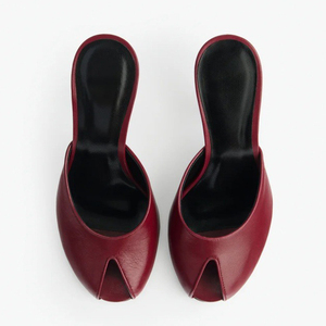 Mules à bout ouvert pour femmes, grande taille 45, sandales à talons hauts et fins, coupe large, talons aiguilles - Product Image 3