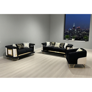 Pzcn โซฟาสีฟ้าสีกรมท่าหรูหรา, โซฟาห้องนั่งเล่นเฟอร์นิเจอร์1 + 2 + 3ที่นั่งตกแต่งด้วยทองคำ - Product Image 5