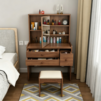 Offre Limitée : Ensemble Coiffeuse en Bois Durable avec Tiroirs et Miroir Rabattable, Idéal pour Dressings et Chambres