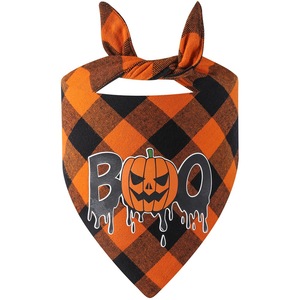 Tanpopo nouvelle lueur dans le noir écharpe pour animaux de compagnie Halloween Bandana dessin animé citrouille fantôme chauve-souris imprimé Plaid chien Triangle écharpe en gros - Product Image 3