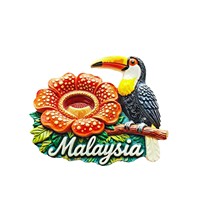 Autocollant magnétique 3D pour réfrigérateur « L'âme poétique d'une personne chinoise » avec toucan malaisien - Article de décoration magnétique pour la maison
